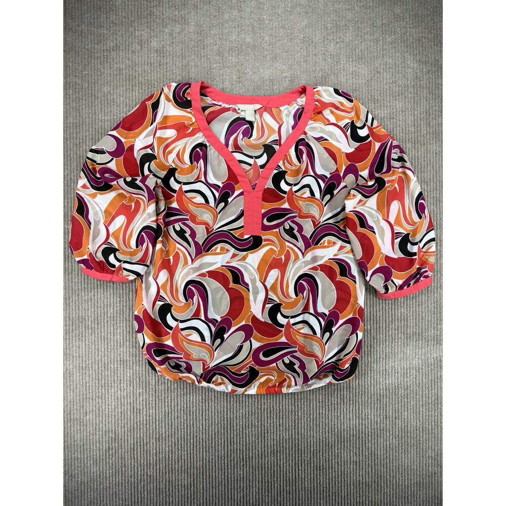 Banana Republic Psychedelic Abstract Swirl Blouse L - Picture 3 of 7
